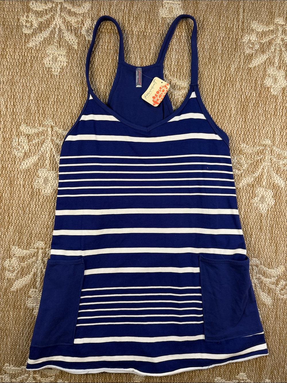 NWT FP Movement Striped Navy and White Pocket Romper
